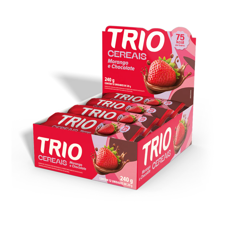 TRIO CEREAIS 12X20G MORANGO C/CHOC.