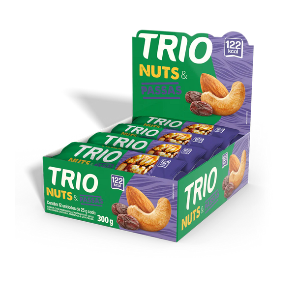 TRIO NUTS S/GLUTEN 12X25G PASSAS