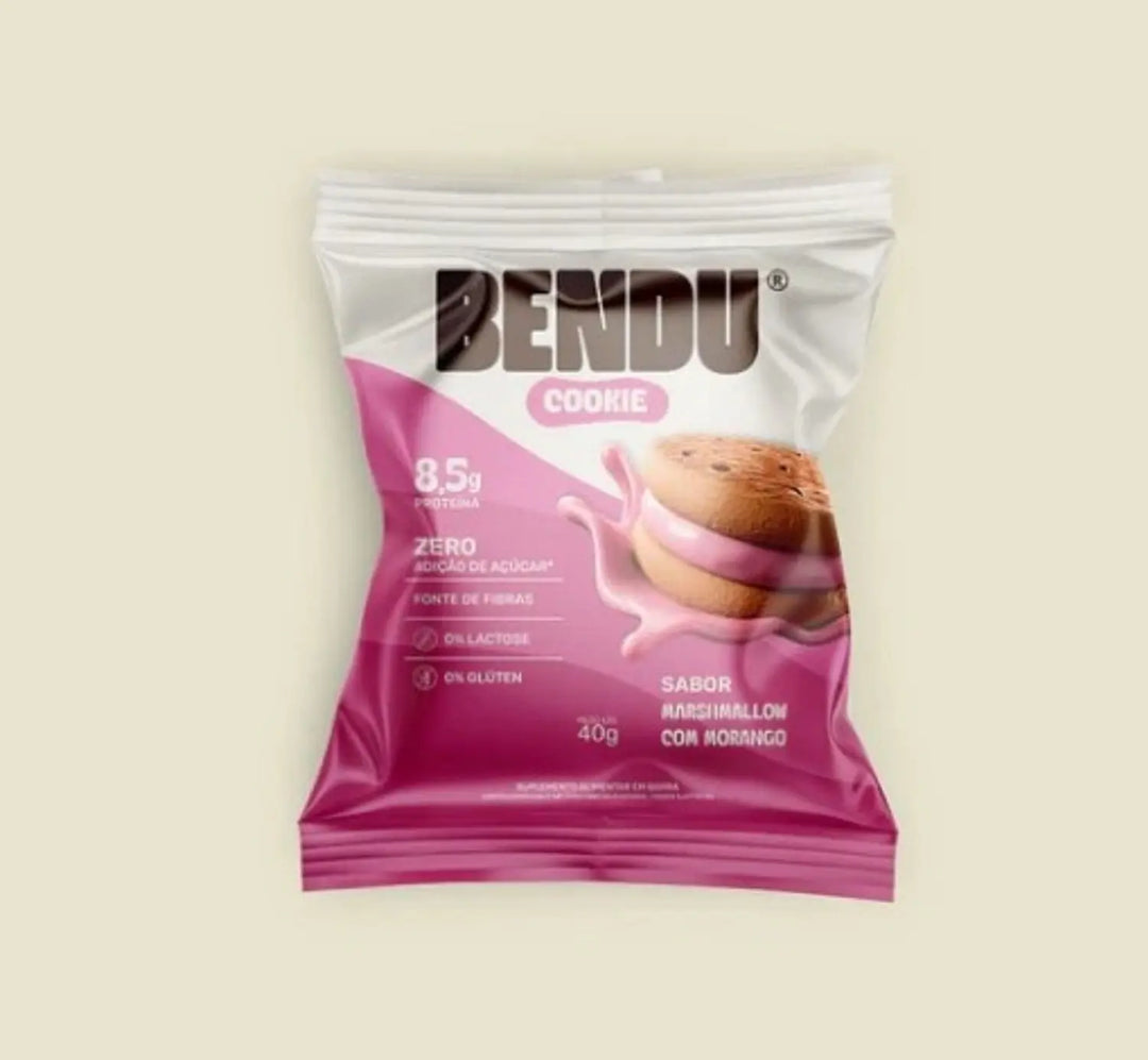Cookie Recheado Zero Açúcar, Zero Lactose e sem Glúten 10x40g sabor Marshmallow com Morango | Bendu