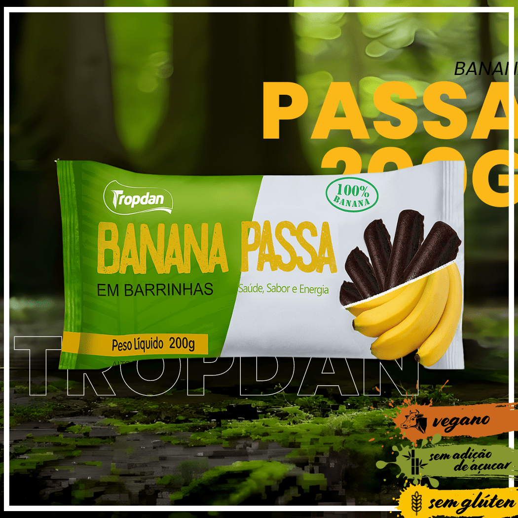 Banana Passa em Barrinhas sem Açúcar 200g | Tropdan