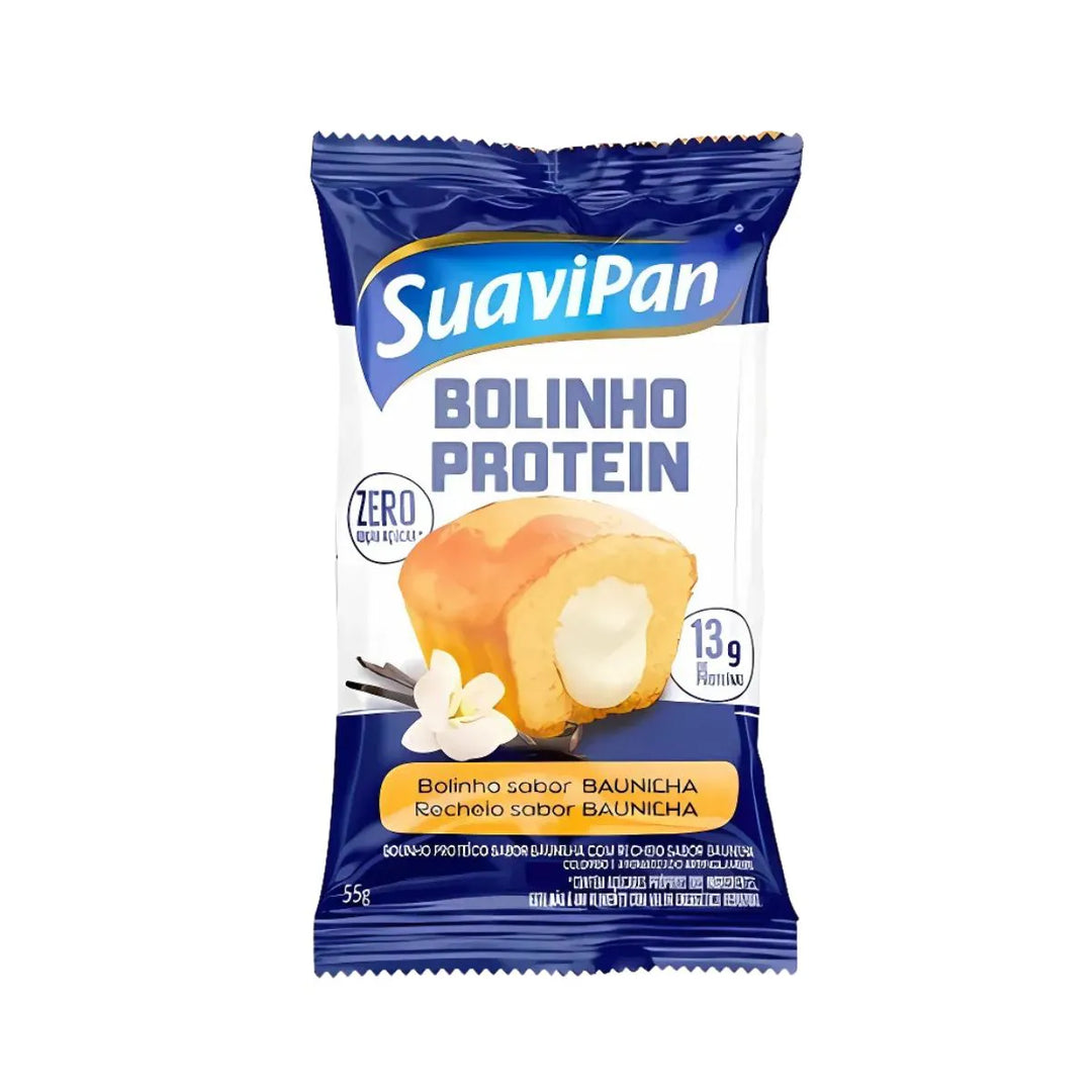 Bolinho proteico zero açúcar 12x55g sabor baunilha | Suavipan