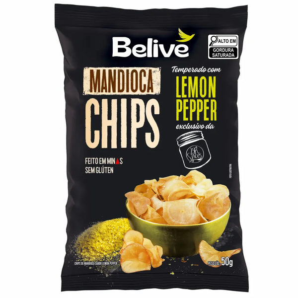 MANDIOCA CHIPS BELIVE S/GLUTEN 50G LEMON PEPPER