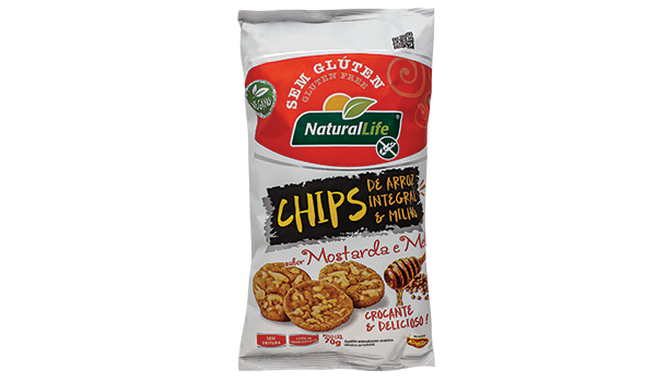 Chips de Arroz Integral e Milho Sabor Mostarda e Mel Sem Glutén Natural Life 70g