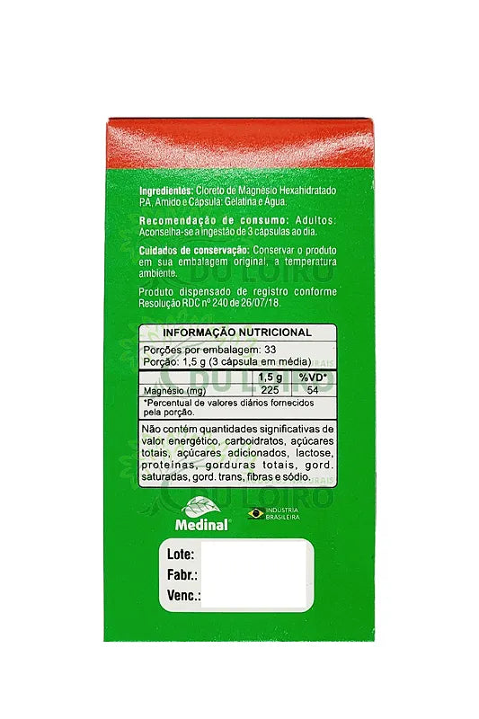 Cloreto De Magnésio P.A. 500Mg 100 Cap.