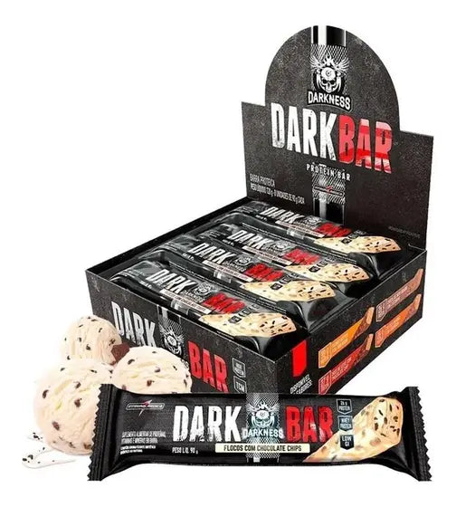 Dark Bar 8x90g sabor Flocos com Chips de Chocolate | Integralmédica