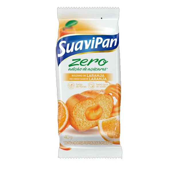 Bolinho Zero Açúcar 12x40g sabor Laranja com Recheio de Laranja | Suavipan