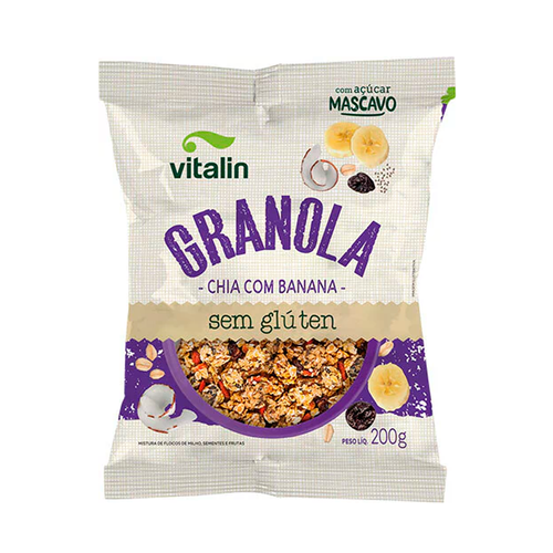 GRANOLA INTEGRAL VEGANO S/GLUTEN 200G CHIA/BANANA