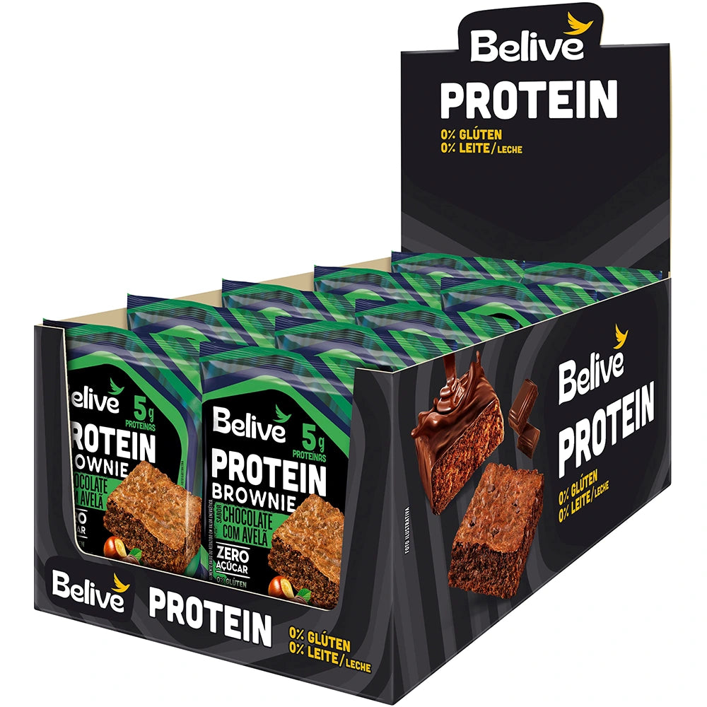 Brownie Proteico Chocolate C/Avelã Zero Açúcar, Lactose e Glúten 10 unidades 40g Belive