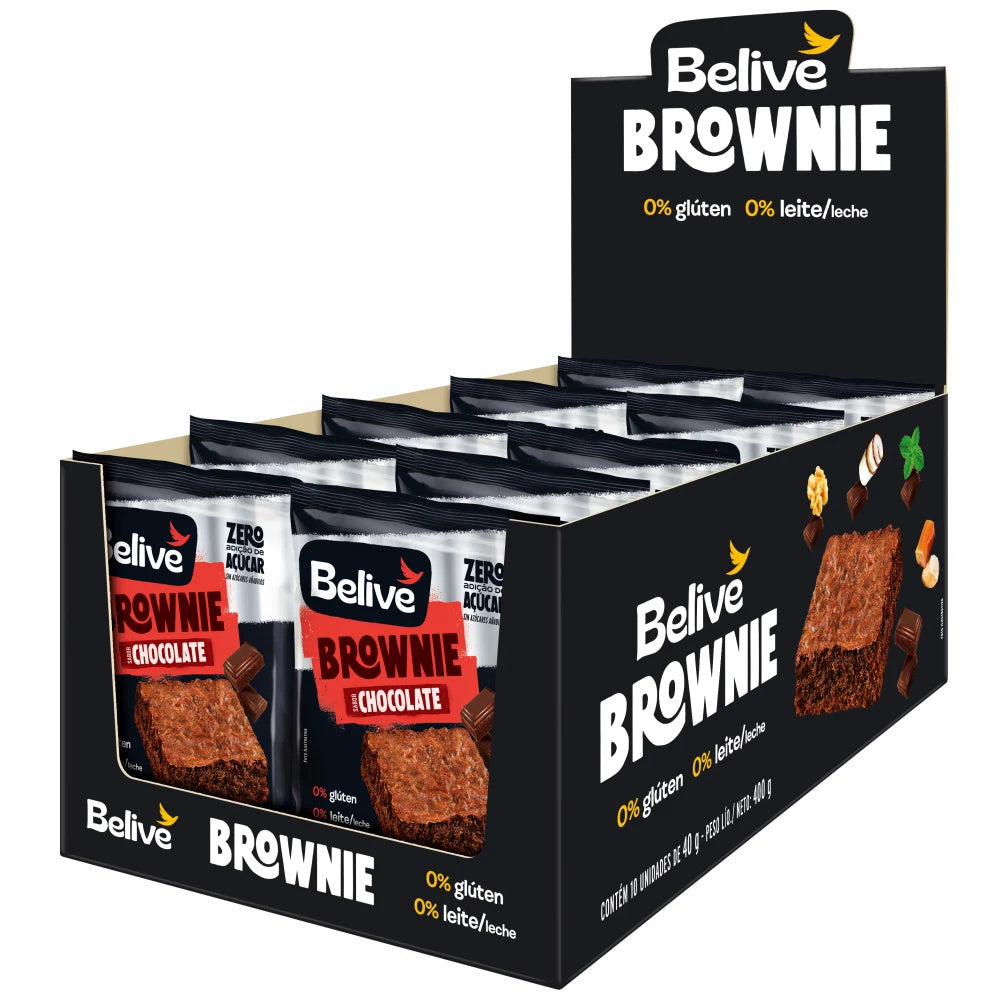 Brownie Chocolate Zero Açúcar, Lactose e Glúten 10 unidades 40g Belive
