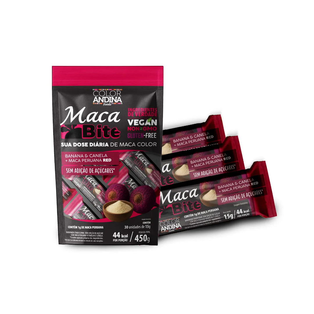MACA BITE RED VEGAN ZERO ACU.30X15G BANANA/CANELA/MACA