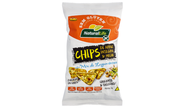 Chips de Arroz Integral e Milho com Mix de Legumes Sem Glutén Natural Life 70g
