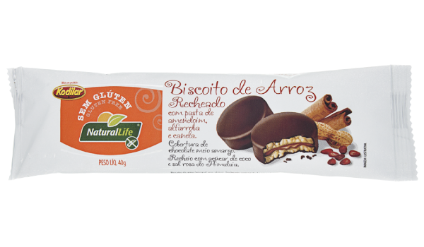 BISC.DE ARROZ RECHEADO S/GLUTEN 40G PAST.DE AMENDOIM