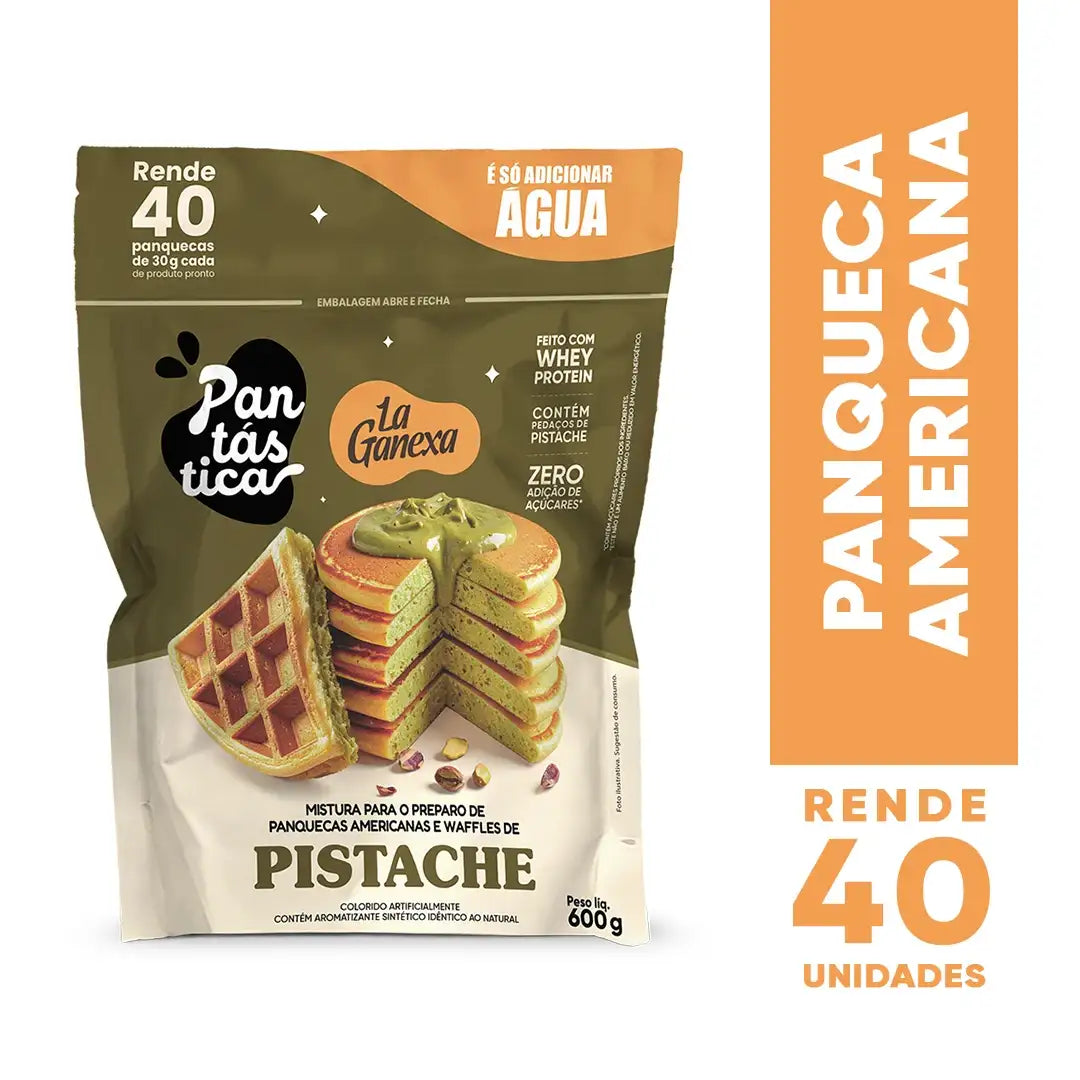 Pantástica Whey Mistura para Panquecas & Waffles 600g Pistache | La Ganexa