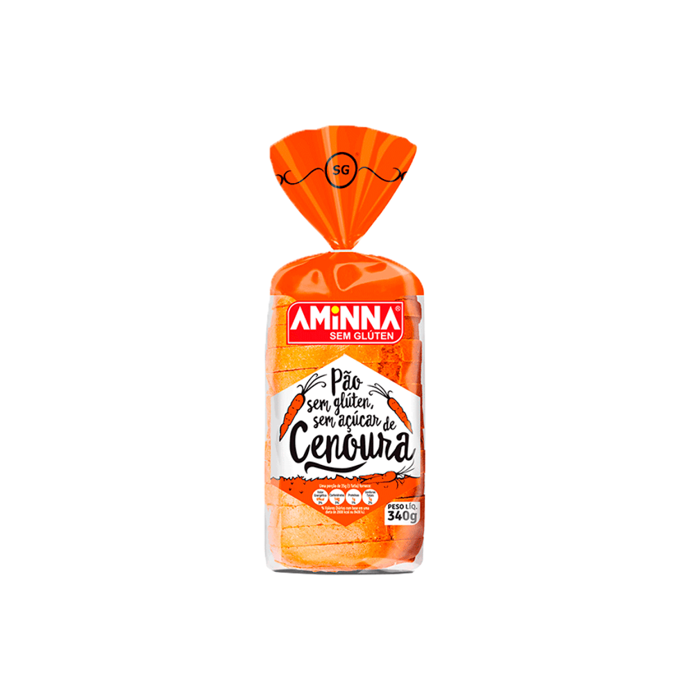Pao Sem Gluten 340g Cenoura - Aminna