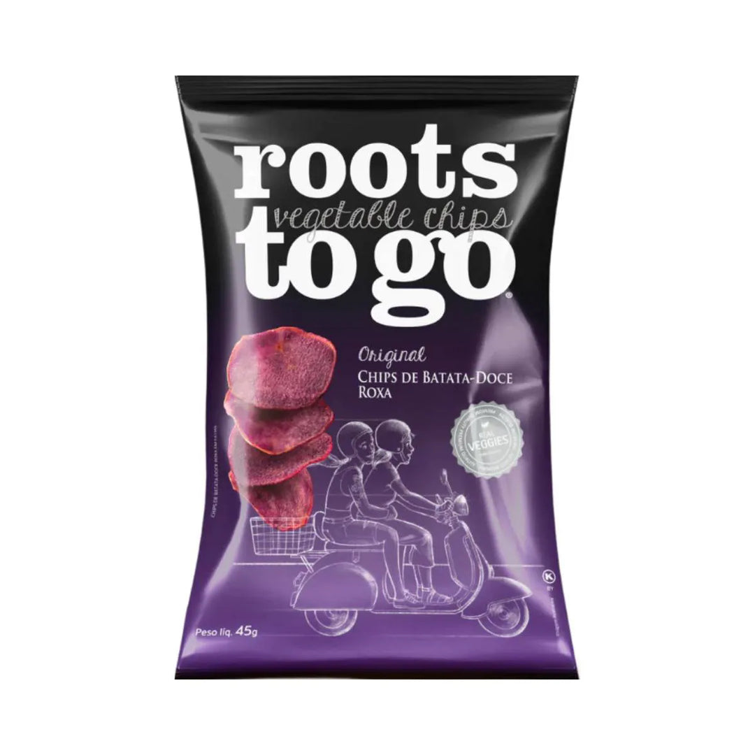 Chips de Batata Doce Roxa Vegan 45g sabor Sweet Potato | Roots To Go