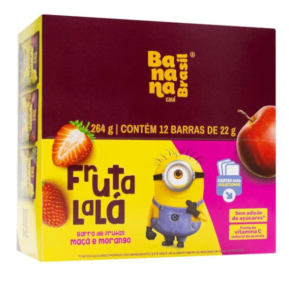 Barra de Fruta Lala 12x22g sabor Maçã com Morango | Banana Brasil