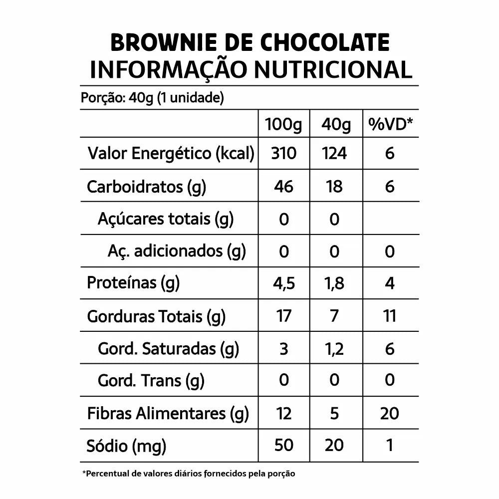 Brownie Chocolate Zero Açúcar, Lactose e Glúten 10 unidades 40g Belive