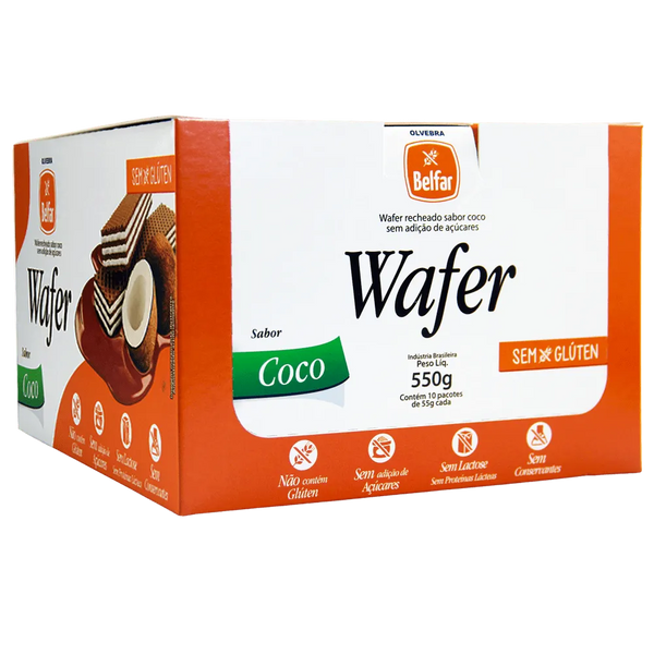 WAFER COCO S/GLUTEN S/LACTOSE E ACUCAR 55G
